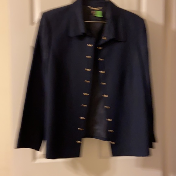 2pc- Navy Blue linen sleeveless dress with matching jacket - Picture 4 of 6